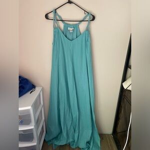Soft Surroundings Robins Egg Blue Cotton Maxi Dress Size TXS